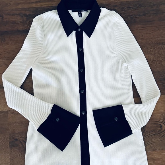 WHBM White House Black Market Fitted Ribbed Sweater Cardigan Shirt Size XL - Picture 3 of 8